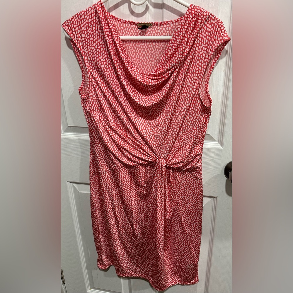 Size S Pink/Red/WHITE COWL NECK TWIST/KNOT SILK LIKE DRESS Party